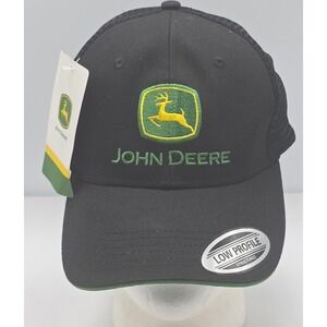 John Deere Trucker Hat Black Mesh Low Profile Snapback NWT